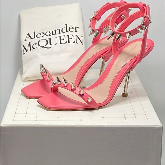 Alexander McQueen Punk Stud Leather Ankle-Strap Sandals size 37.5 - Picture 11 of 13